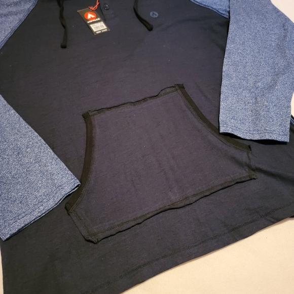 Airwalk Color Block Hooded Shirt [L] Blue - Picture 4 of 5